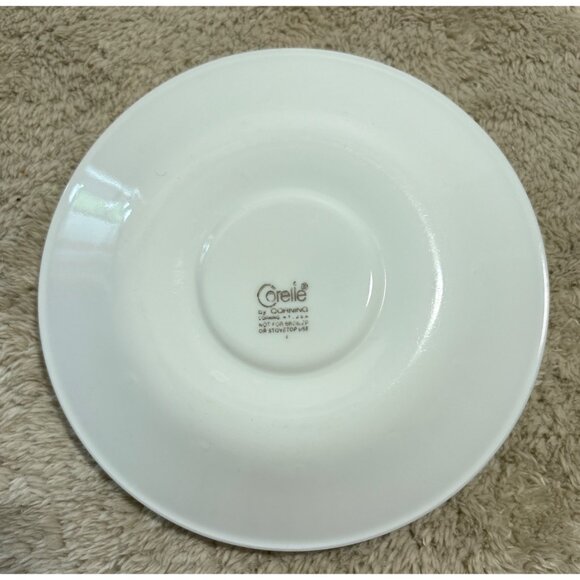 Corelle By Corning Saucer Plate Meadow White Green Trim 6.25" Vintage Set Of 5 - Picture 6 of 8